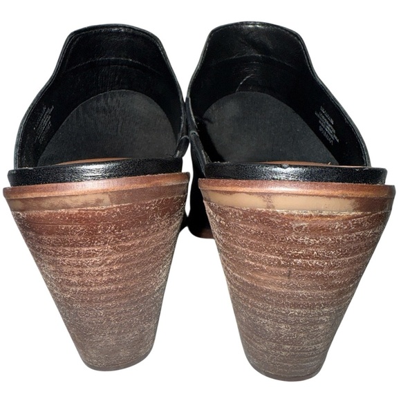 Lucky Brand Women's Slip On Clogs Size 9.5M Black Leather Block Heel Almond Toe - Picture 4 of 12
